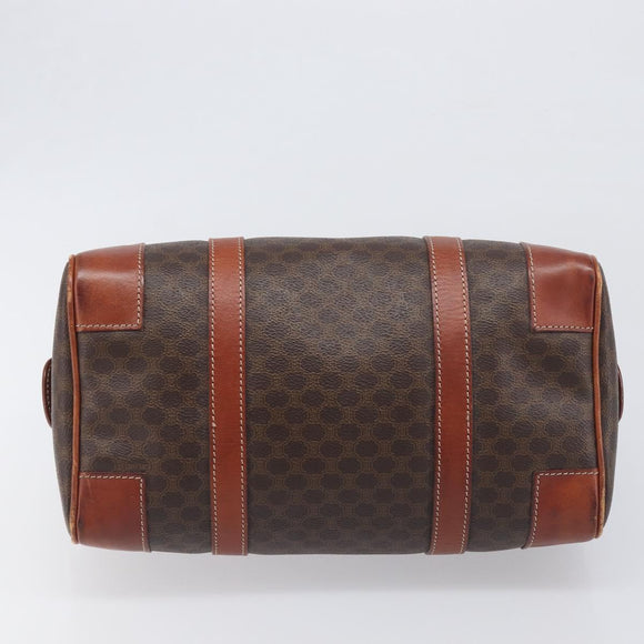 CELINE Macadam Hand Bag PVC Leather Brown Gold Tone Auth ep15813