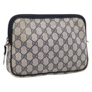 GUCCI GG Supreme Clutch Bag PVC Leather Navy Gold Tone Auth ep15814-1