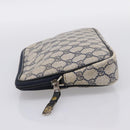 GUCCI GG Supreme Clutch Bag PVC Leather Navy Gold Tone Auth ep15814-3