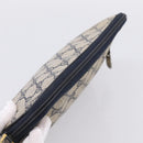GUCCI GG Supreme Clutch Bag PVC Leather Navy Gold Tone Auth ep15814-5