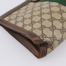 GUCCI PARFUMES GG Supreme Web Sherry Line Clutch Bag PVC Beige Auth ep15815-15