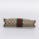 GUCCI PARFUMES GG Supreme Web Sherry Line Clutch Bag PVC Beige Auth ep15815-6