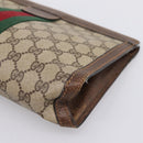 GUCCI PARFUMES GG Supreme Web Sherry Line Clutch Bag PVC Beige Auth ep15815-7