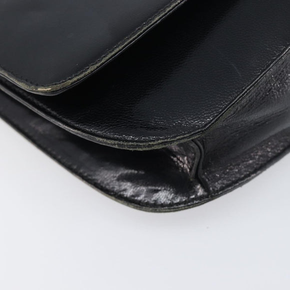 PRADA Chain Shoulder Bag Leather Black Silver Auth ep15821A