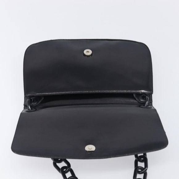 PRADA Chain Shoulder Bag Leather Black Silver Auth ep15821A