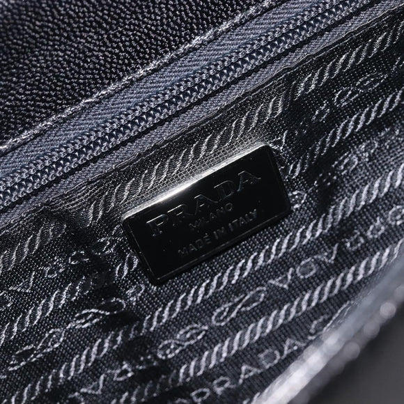PRADA Chain Shoulder Bag Leather Black Silver Auth ep15821A