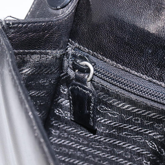 PRADA Chain Shoulder Bag Leather Black Silver Auth ep15821A
