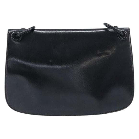 PRADA Chain Shoulder Bag Leather Black Silver Auth ep15821A