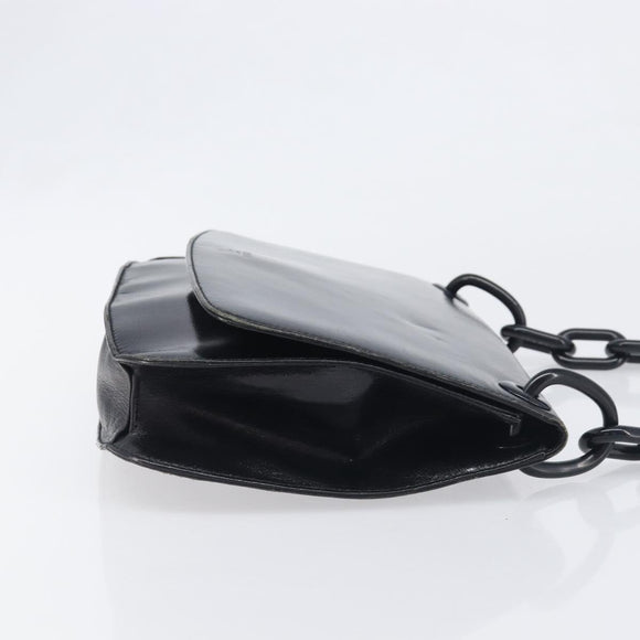 PRADA Chain Shoulder Bag Leather Black Silver Auth ep15821A