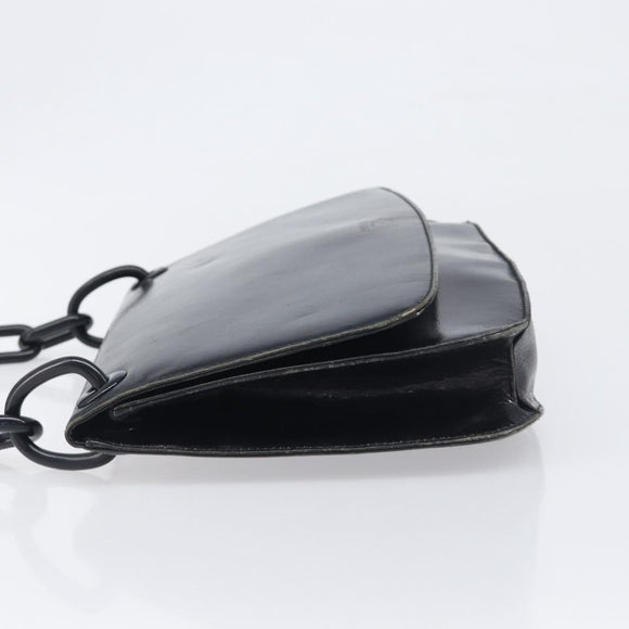 PRADA Chain Shoulder Bag Leather Black Silver Auth ep15821A