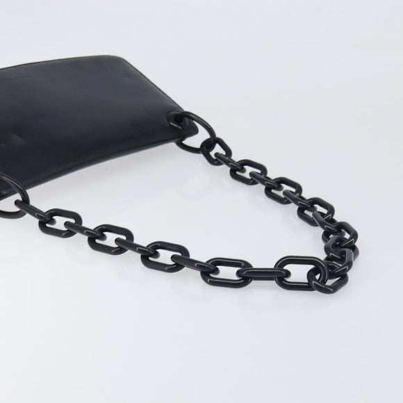PRADA Chain Shoulder Bag Leather Black Silver Auth ep15821A