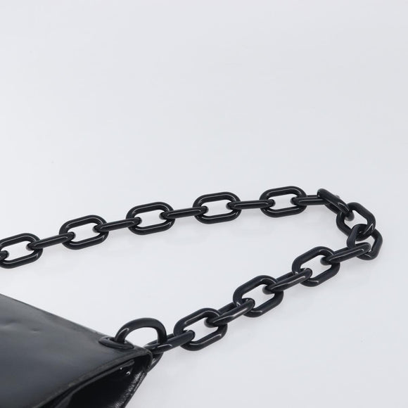 PRADA Chain Shoulder Bag Leather Black Silver Auth ep15821A