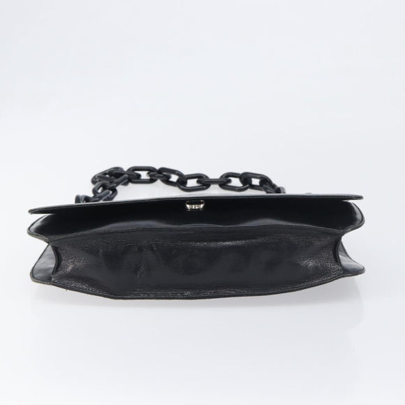 PRADA Chain Shoulder Bag Leather Black Silver Auth ep15821A