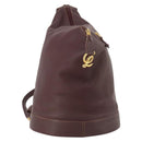 LOEWE Backpack Leather Bordeaux Gold Tone Auth ep15823-1