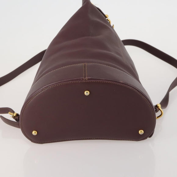 LOEWE Backpack Leather Bordeaux Gold Tone Auth ep15823