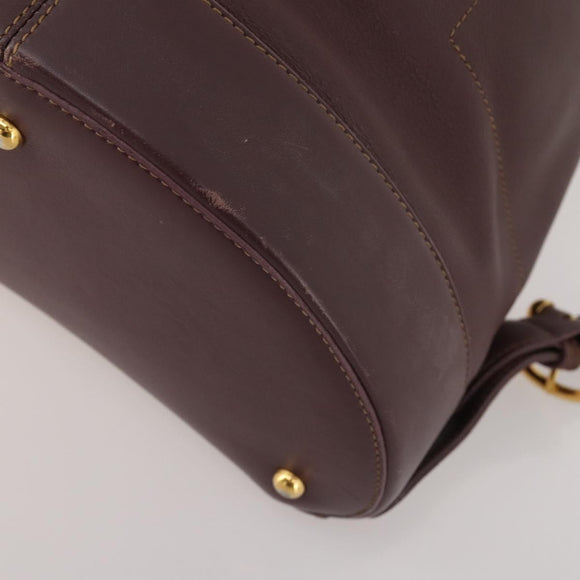 LOEWE Backpack Leather Bordeaux Gold Tone Auth ep15823