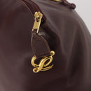 LOEWE Backpack Leather Bordeaux Gold Tone Auth ep15823-10