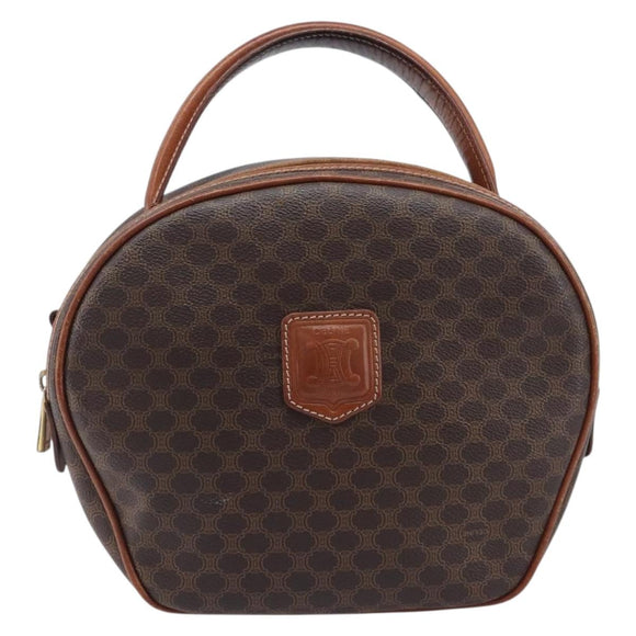 CELINE Macadam Canvas Hand Bag PVC Leather Brown Gold Auth ep15838