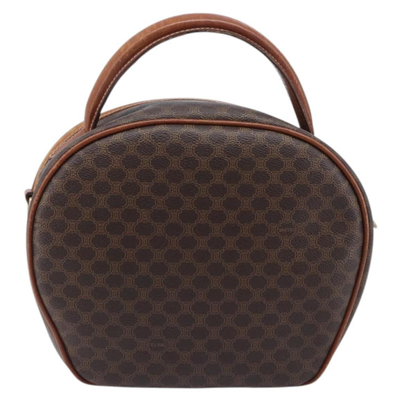 CELINE Macadam Canvas Hand Bag PVC Leather Brown Gold Auth ep15838