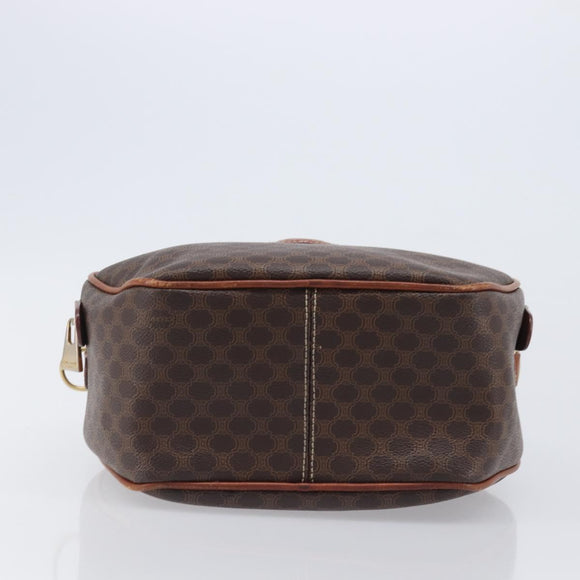 CELINE Macadam Canvas Hand Bag PVC Leather Brown Gold Auth ep15838