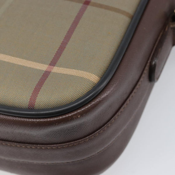 Burberrys Nova Check Shoulder Bag Canvas Beige Gold Auth ep15843