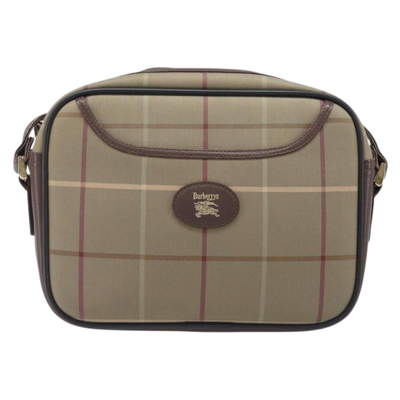 Burberrys Nova Check Shoulder Bag Canvas Beige Gold Auth ep15843