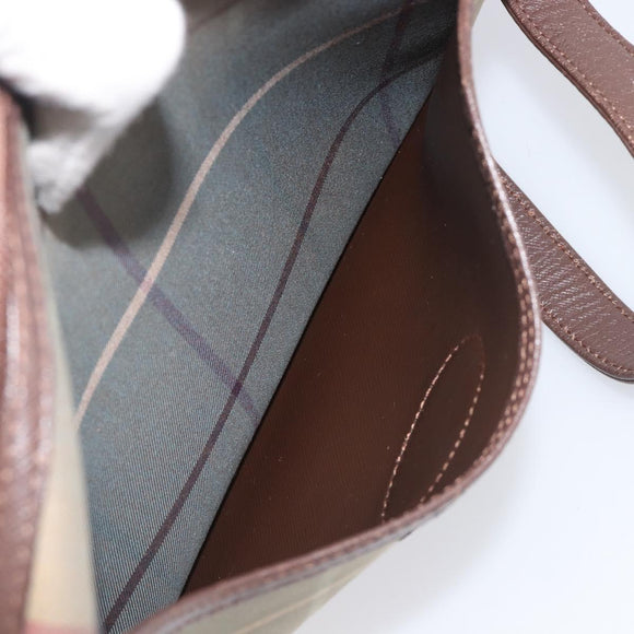 Burberrys Nova Check Shoulder Bag Canvas Beige Gold Auth ep15843