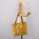 LOUIS VUITTON Monogram Vernis Houston Hand Bag Beige M91004 LV Auth ep15845-29