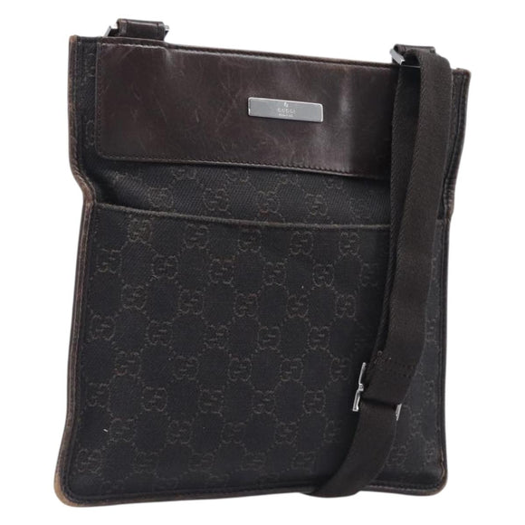 GUCCI GG Canvas Shoulder Bag Black Silver 27639 Auth ep15846