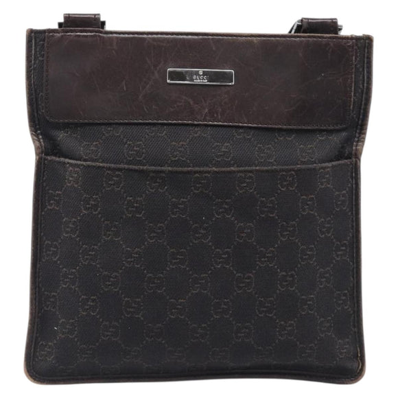 GUCCI GG Canvas Shoulder Bag Black Silver 27639 Auth ep15846