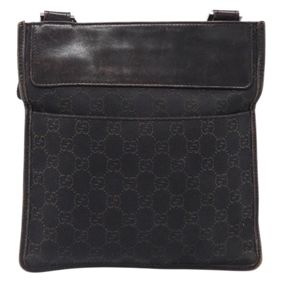 GUCCI GG Canvas Shoulder Bag Black Silver 27639 Auth ep15846