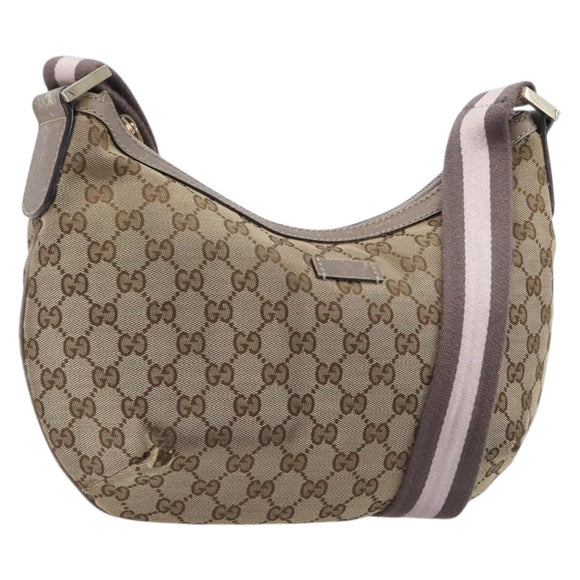 GUCCI GG Canvas Sherry Line Shoulder Bag Beige Gold 181092 Auth ep15849