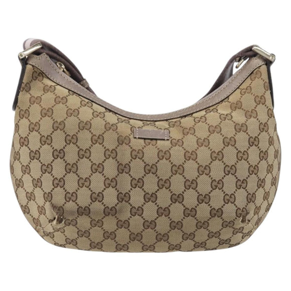 GUCCI GG Canvas Sherry Line Shoulder Bag Beige Gold 181092 Auth ep15849