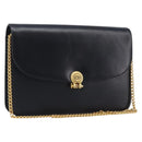 Christian Dior Chain Shoulder Bag Leather Black Gold Auth ep15864-1