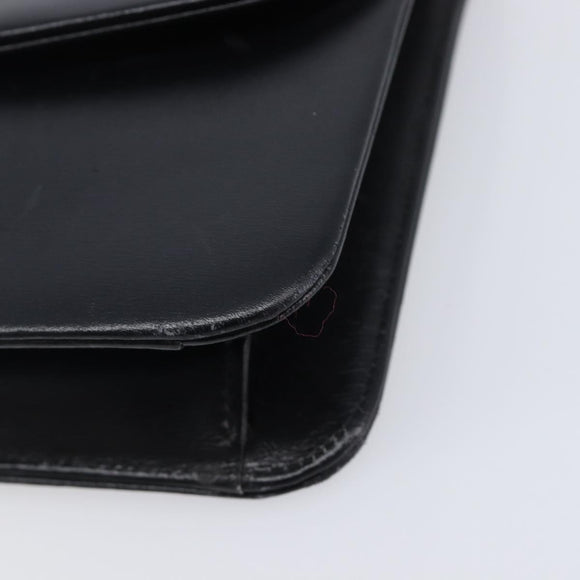 Christian Dior Chain Shoulder Bag Leather Black Gold Auth ep15864