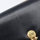 Christian Dior Chain Shoulder Bag Leather Black Gold Auth ep15864-15