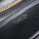Christian Dior Chain Shoulder Bag Leather Black Gold Auth ep15864-18