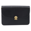 Christian Dior Chain Shoulder Bag Leather Black Gold Auth ep15864-2