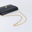 Christian Dior Chain Shoulder Bag Leather Black Gold Auth ep15864-7