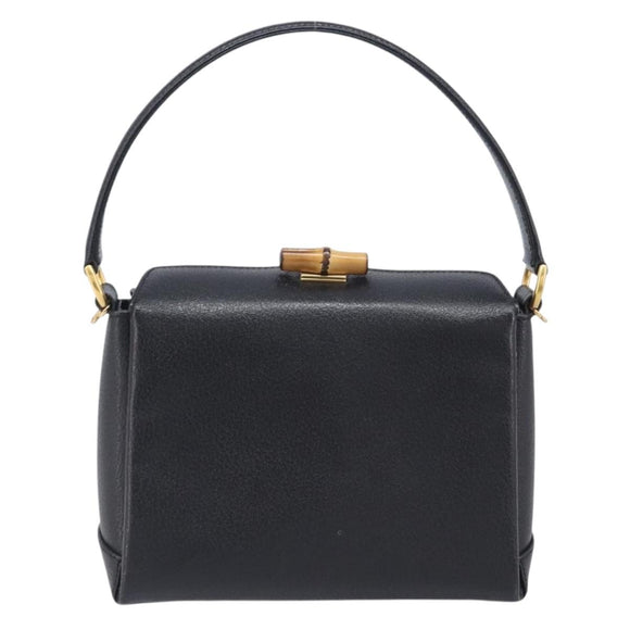 GUCCI Bamboo Hand Bag Leather Black Gold 000 926 0175 Auth ep15867A