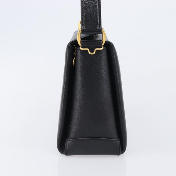GUCCI Bamboo Hand Bag Leather Black Gold 000 926 0175 Auth ep15867A
