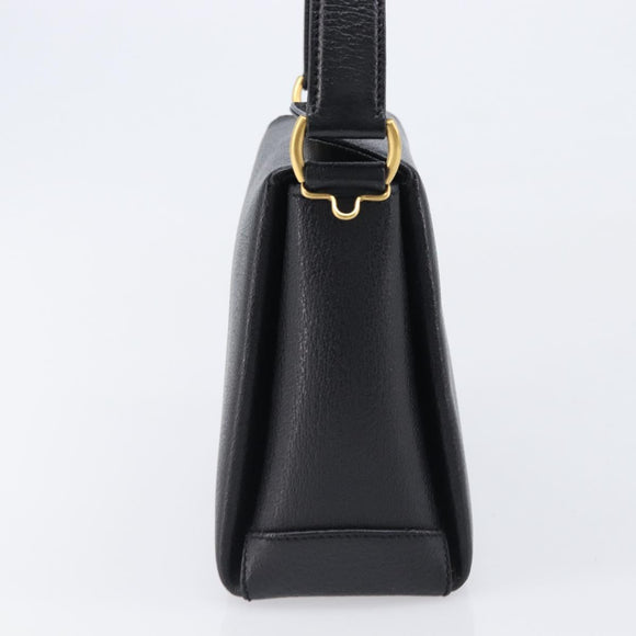 GUCCI Bamboo Hand Bag Leather Black Gold 000 926 0175 Auth ep15867A