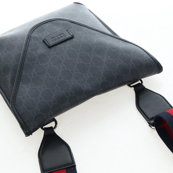 GUCCI GG Supreme Sherry Line Shoulder Bag PVC Black 599521 Auth ep15871A