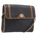 Christian Dior Honeycomb Canvas Shoulder Bag PVC Black Gold Auth ep15874-1
