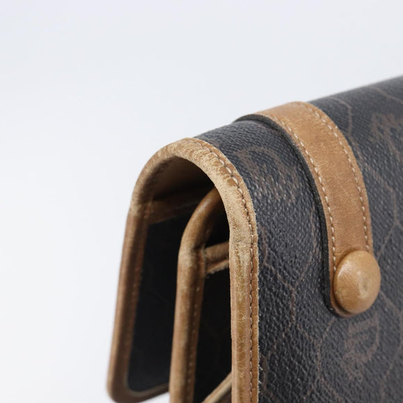 Christian Dior Honeycomb Canvas Shoulder Bag PVC Black Gold Auth ep15874