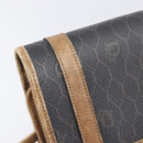 Christian Dior Honeycomb Canvas Shoulder Bag PVC Black Gold Auth ep15874-18