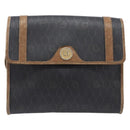Christian Dior Honeycomb Canvas Shoulder Bag PVC Black Gold Auth ep15874-2