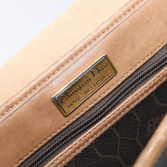 Christian Dior Honeycomb Canvas Shoulder Bag PVC Black Gold Auth ep15874