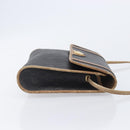Christian Dior Honeycomb Canvas Shoulder Bag PVC Black Gold Auth ep15874-4