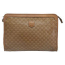 CELINE Macadam Clutch Bag PVC Beige Gold Auth ep15875-13